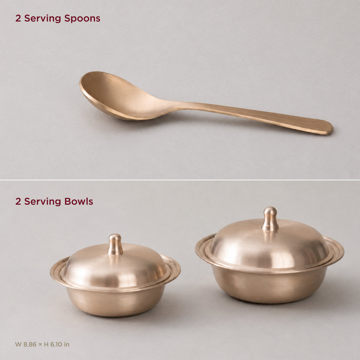 Kansa Serving Bowls with Spoons detail