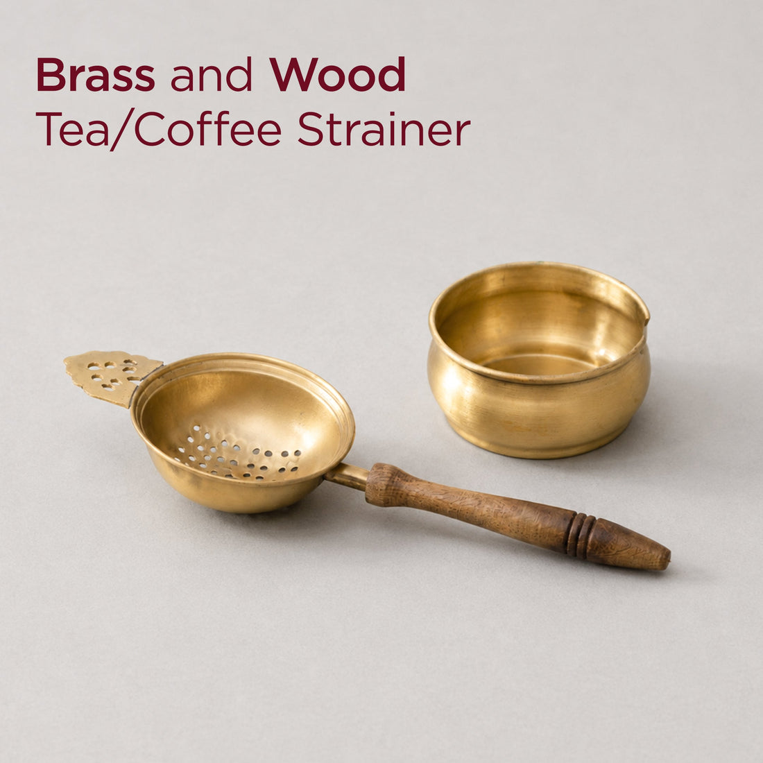 Brass and Wood Strainer