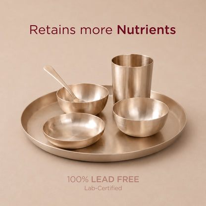 11.5" Kansa Dinner Set • Matte Finish • Thali Size - 11.5" • 100% Lead-Free (कांसे का डिनर सेट)