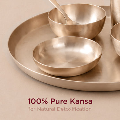 11.5" Kansa Dinner Set • Matte Finish • Thali Size - 11.5" • 100% Lead-Free (कांसे का डिनर सेट)