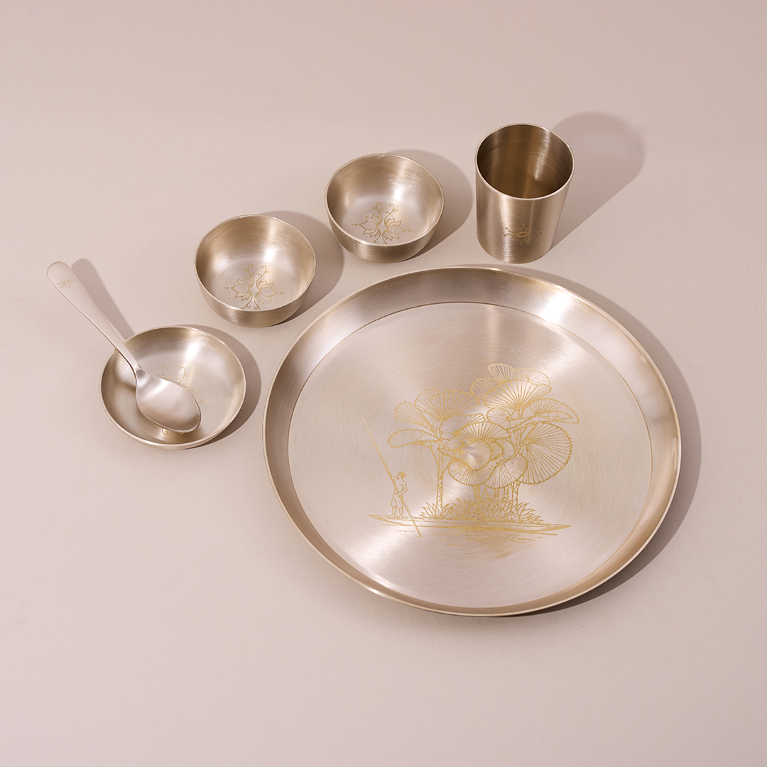Boatman Motif 6-piece kansa dinner set