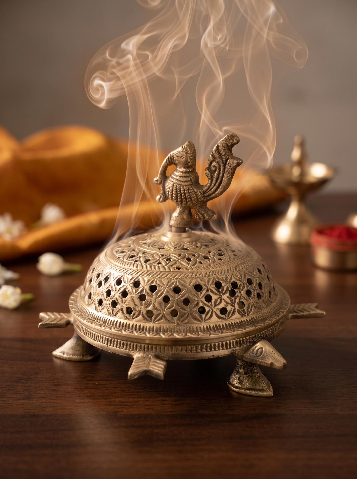 Handcrafted Brass Peacock Loban Burner (Lobaandan)