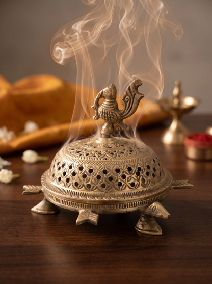 Handcrafted Brass Peacock Loban Burner (Lobaandan)