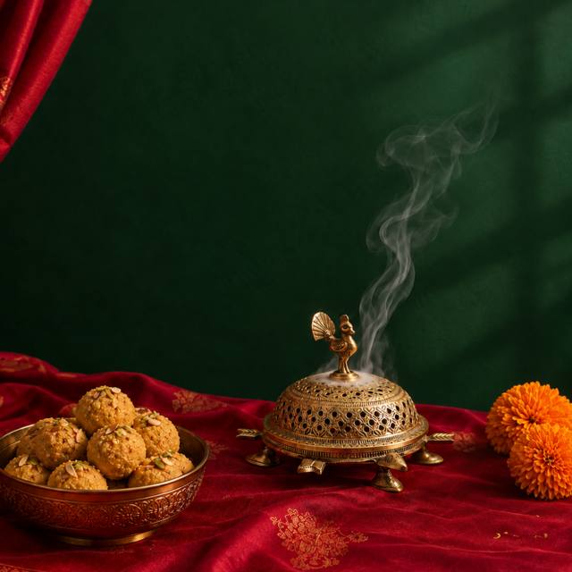 Brass Peacock Loban Burner